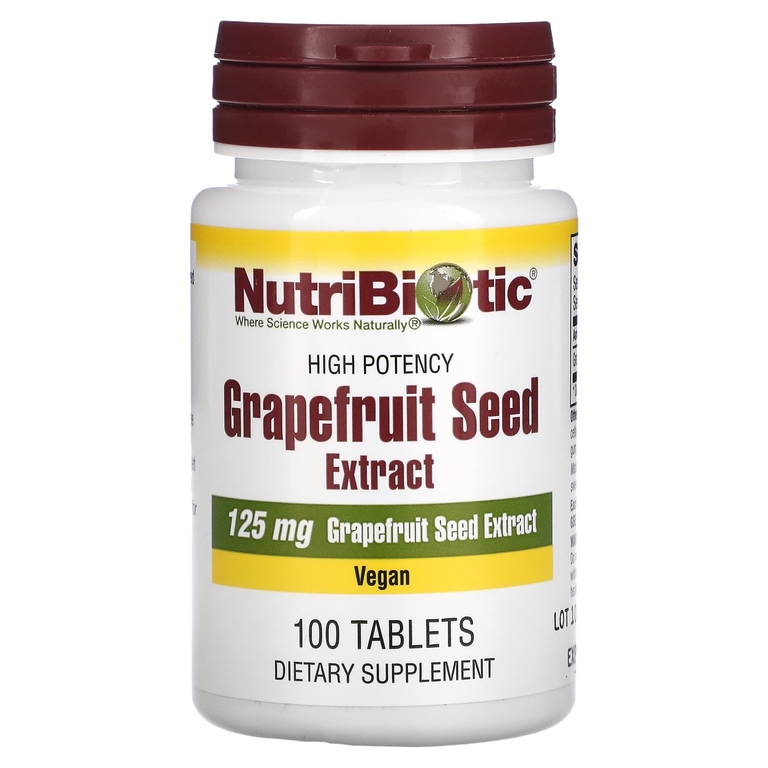 NutriBiotic, экстракт семян грейпфрута, 125 мг, 100 таблеток
