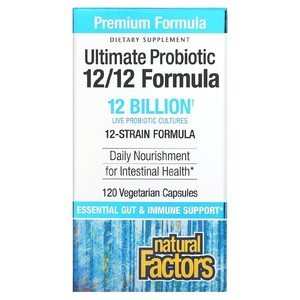 Natural Factors, Ultimate Probiotic, 12/12 Formula, 12 миллиардов КОЕ, 120 растительных капсул