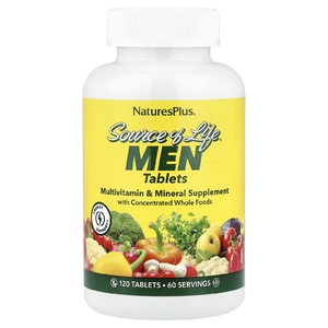 NaturesPlus, не содержащая железа поливитаминная и минеральная добавка с концентратами цельных продуктов для мужчин, 120 таблеток