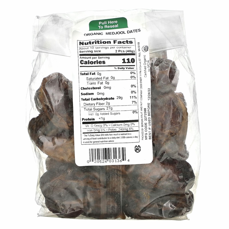 Bergin Fruit and Nut Company, Medjool, органические финики, 397 г (14 унций)