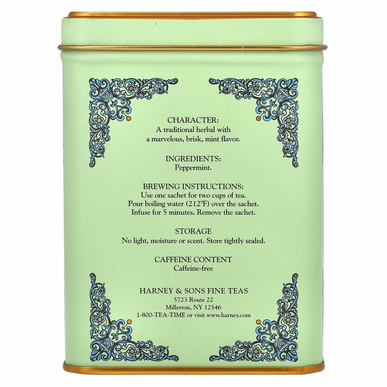Harney & Sons, HT Tea Blend, чай из перечной мяты, без кофеина, 20 чайных пакетиков, 40 г (1,4 унции)