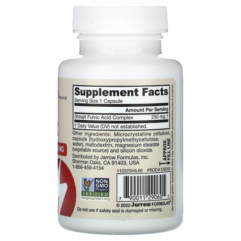 Jarrow Formulas, веганский комплекс фульвовых кислот мумие, 250 мг, 60 растительных капсул