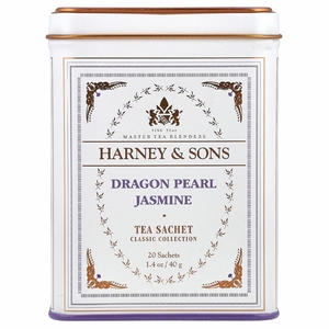 Harney & Sons, белый чай, жемчужина питахайи и жасмин, 20 чайных пакетиков, 40 г (1,4 унции)