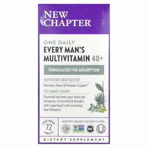 New Chapter, 40+ Every Man's One Daily Multi, мультивитамины для мужчин, 72 растительные таблетки