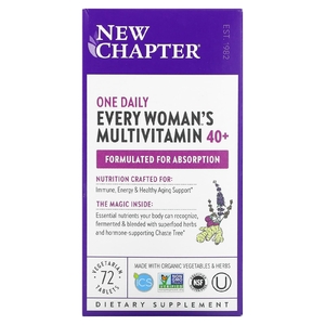 New Chapter, 40+ Every Woman's One Daily, витаминный комплекс на основе цельных продуктов для женщин старше 40 лет, 72 вегетарианские таблетки
