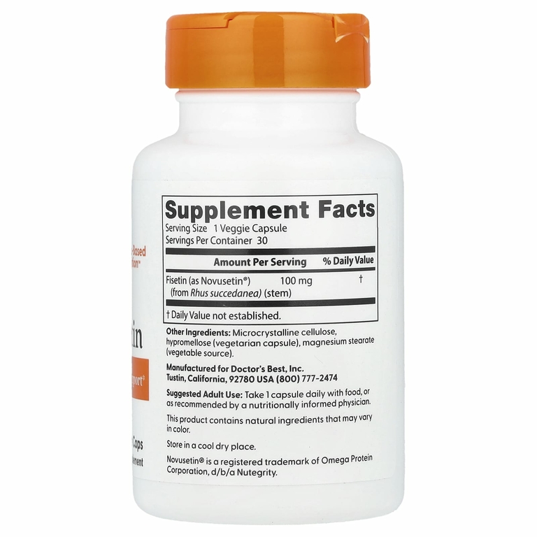 Doctor's Best, физетин с Novusetin, 100 мг, 30 вегетарианских капсул