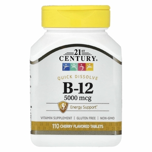 21st Century, Витамин B12, вишня, 5000 мкг, 110 сублингвальных таблеток