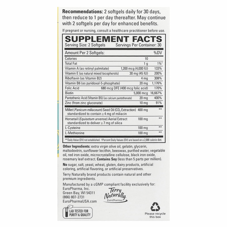 Terry Naturally, Terry Naturally, Hair Renew Formula, формула восстановления волос, 60 желатиновых капсул