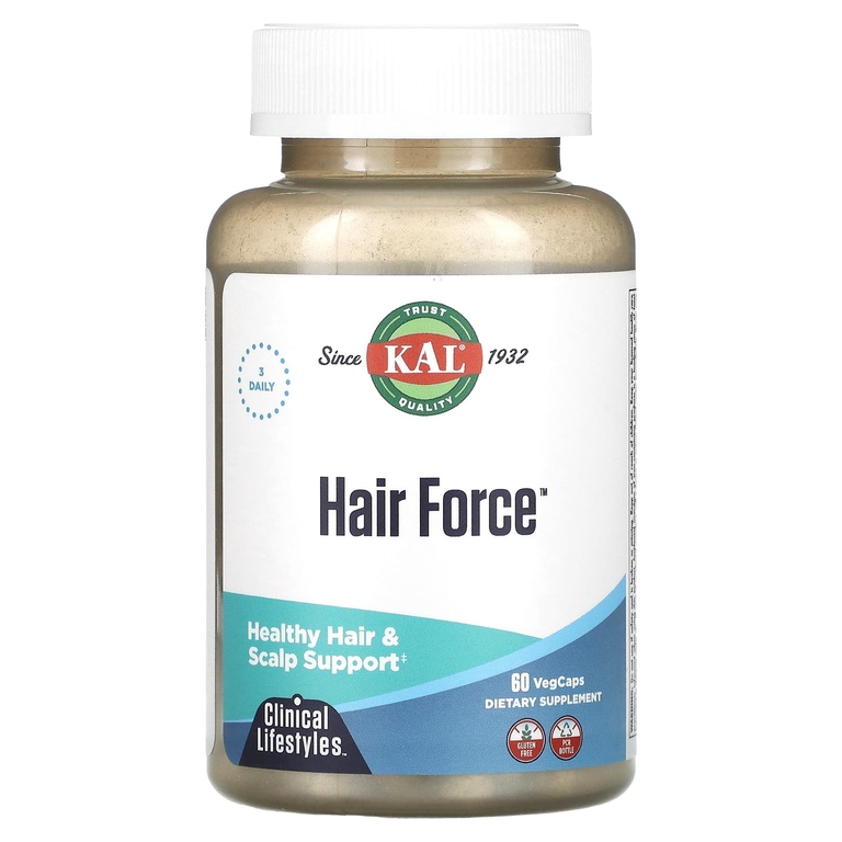 KAL, Hair Force, высокоэффективный биотин, 60 вегетарианских капсул