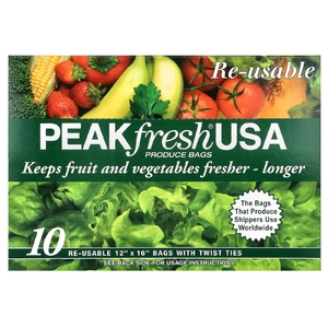 PEAKfresh USA, многоразовые пакеты с затяжками для хранения продуктов, 10 шт.
