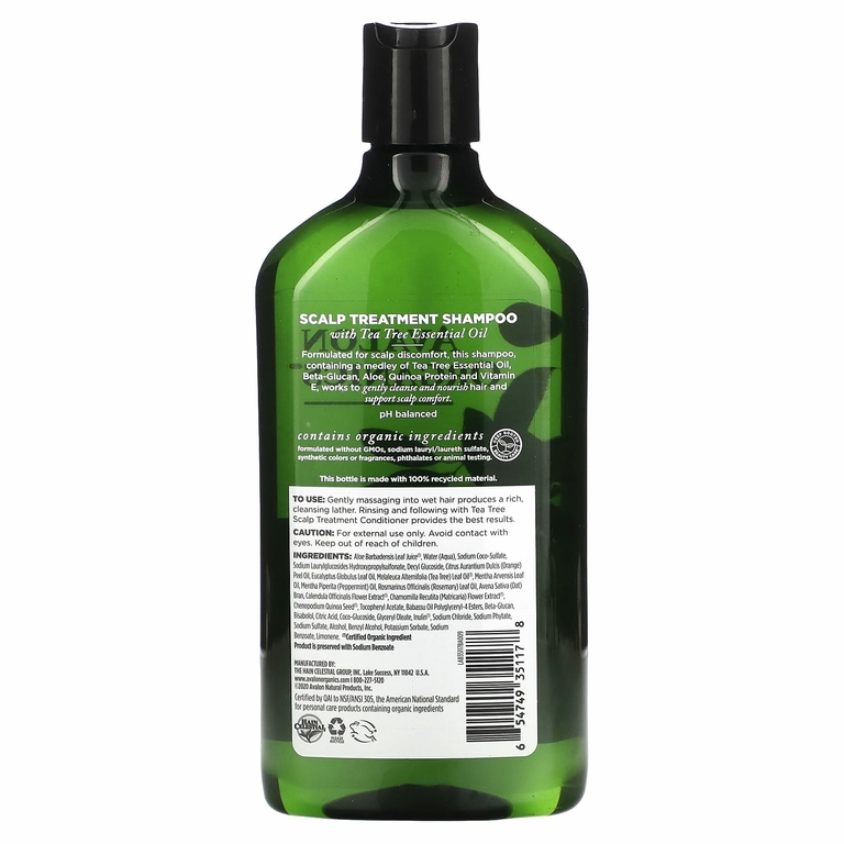 Avalon Organics, Шампунь для кожи головы, чайное дерево, 325 мл (11 жидк. унций)