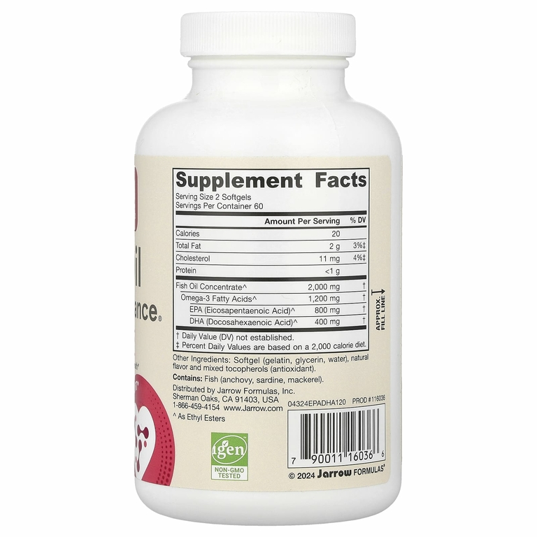 Jarrow Formulas, EPA-DHA Balance®, рыбий жир с ЭПК и ДГК,120 капсул