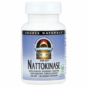 Source Naturals, наттокиназа, 100 мг, 30 веганских капсул