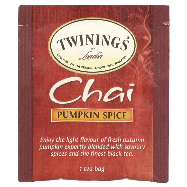 Twinings, Chai, чай со специями, пикантная тыква, 20 чайных пакетиков, 40 г (1,41 унции)