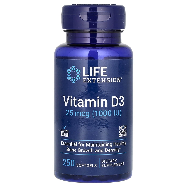 Life Extension, витамин D3, 25 мкг (1000 МЕ), 250 капсул
