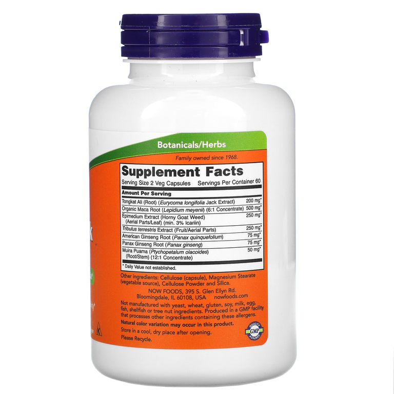 NOW Foods, TestoJack 200, 120 растительных капсул