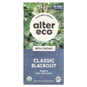 Alter Eco, плитка органического темного шоколада, классический черный, 85% какао, 80 г (2,82 унции)