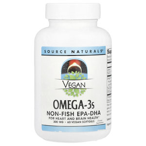 Source Naturals, Веганская Омега 3S, ЭПК-ДГК, 300 мг, 60 веганских мягких таблеток