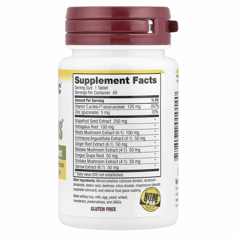 NutriBiotic, комплекс с экстрактом косточек грейпфрута, максимальная сила, 45 веганских таблеток