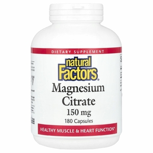 Natural Factors, цитрат магния, 150 мг, 180 капсул