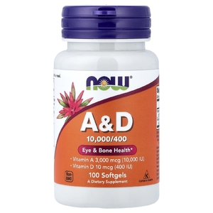 NOW Foods, витамины A и D, 100 капсул