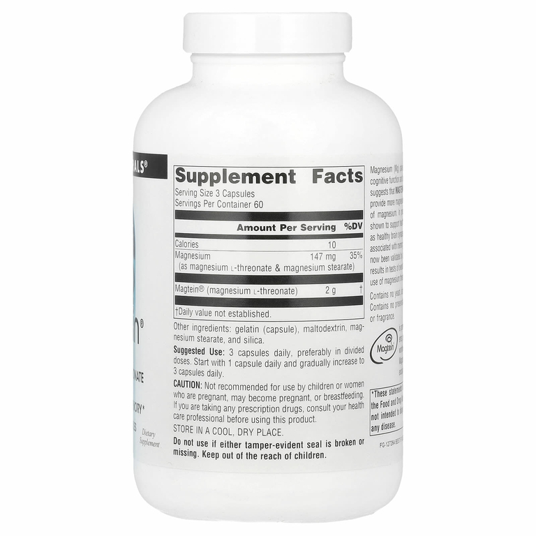 Source Naturals, Magtein, магний L-треонат, 667 мг, 180 капсул