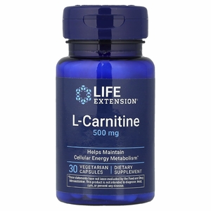 Life Extension, L-карнитин, 500 мг, 30 вегетарианских капсул