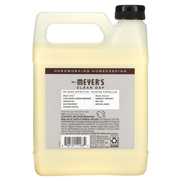 Mrs. Meyers Clean Day, жидкое мыло для рук, сменный блок, с запахом лаванды, 975 мл (33 жидк. унции)