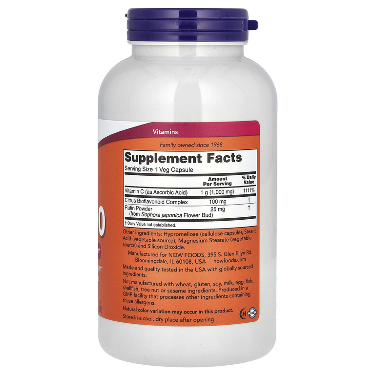NOW Foods, C-1000, со 100 мг биофлавоноидов, 250 растительных капсул
