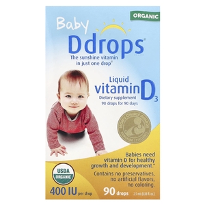 Ddrops, Baby, органический жидкий витамин D3, 400 МЕ, 90 капель, 2,5 мл (0,08 жидк. унции)