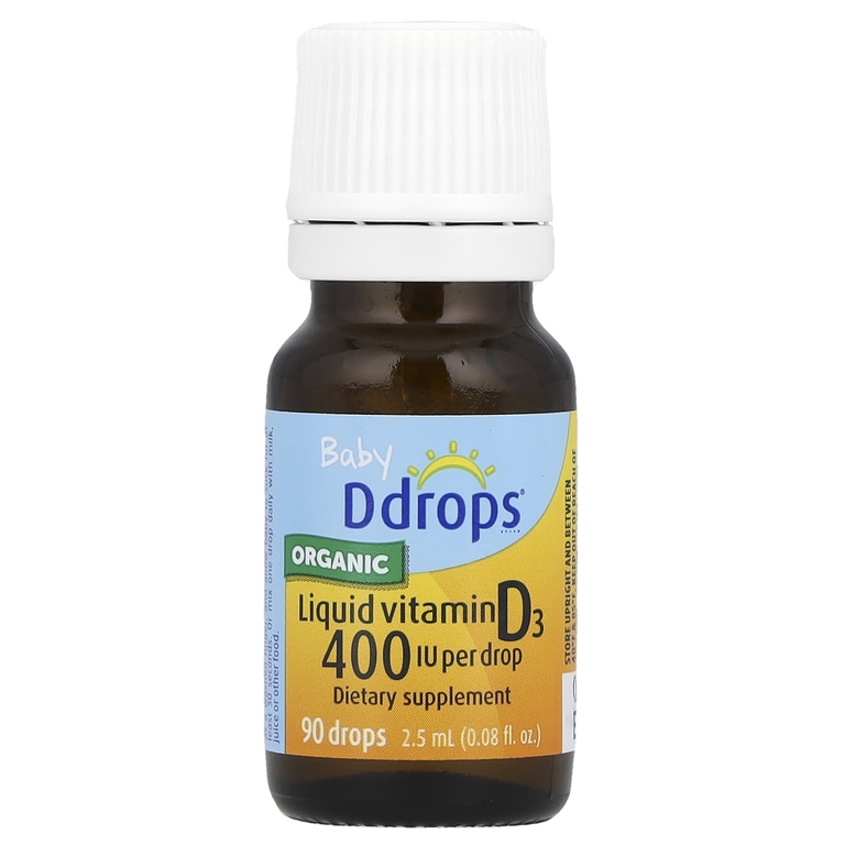 Ddrops, Baby, органический жидкий витамин D3, 400 МЕ, 90 капель, 2,5 мл (0,08 жидк. унции)