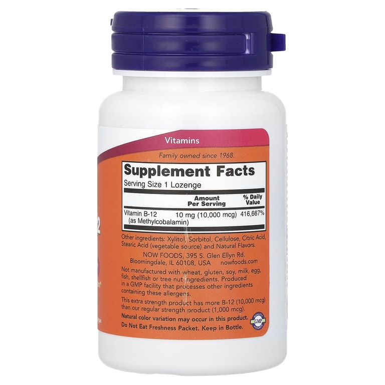 NOW Foods, Methyl B-12, Extra Strength , 10,000 mcg, 60 Lozenges