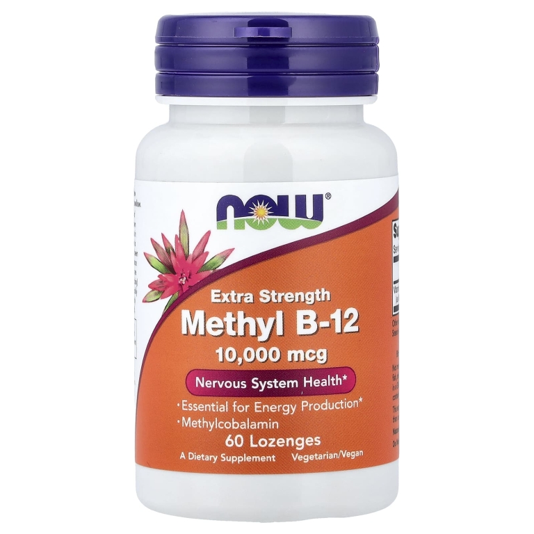 NOW Foods, Methyl B-12, метилкобаламин, 10 000 мкг, 60 пастилок