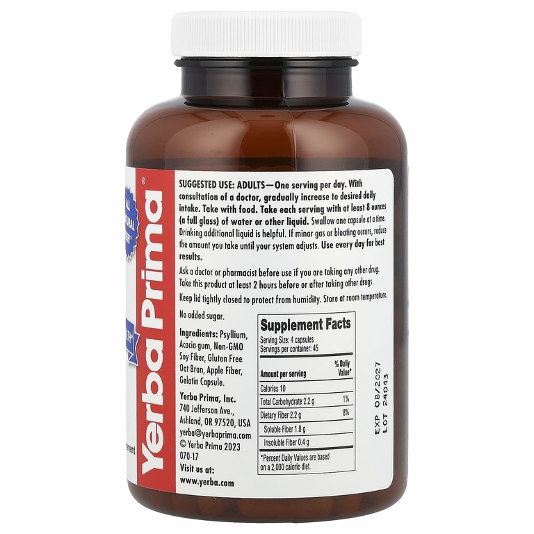 Yerba Prima, Daily Fiber, 180 капсул