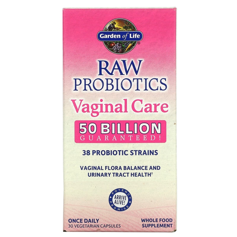 Garden of Life, RAW Probiotics, для восстановления микрофлоры влагалища, 50 млрд, 30 вегетарианских капсул