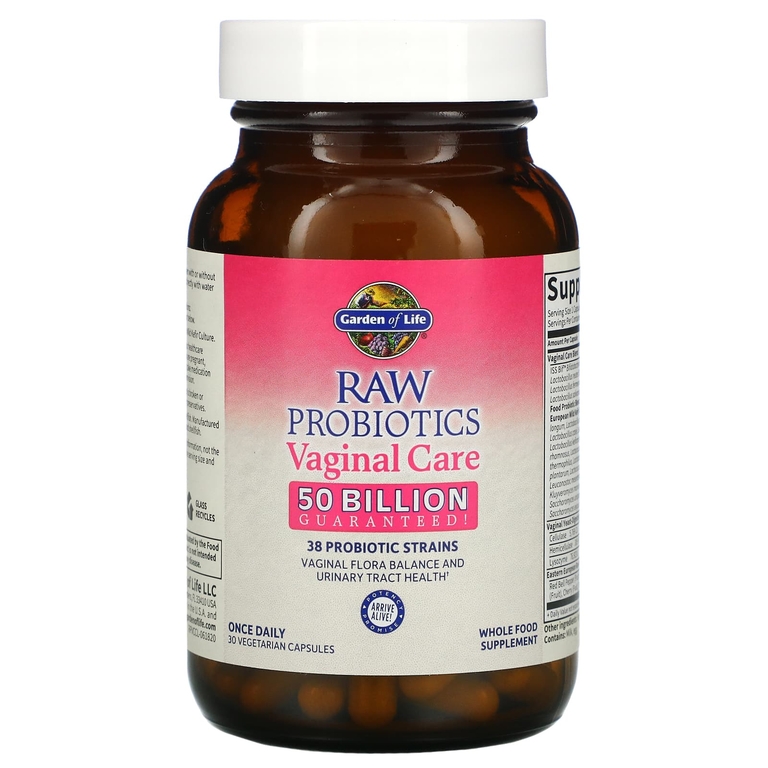 Garden of Life, RAW Probiotics, для восстановления микрофлоры влагалища, 50 млрд, 30 вегетарианских капсул