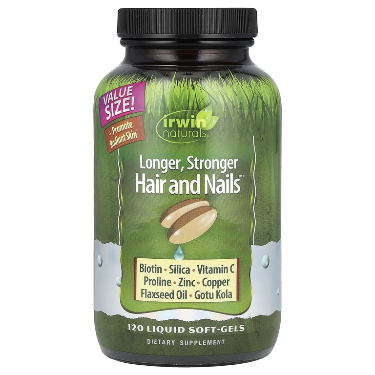 Irwin Naturals, Healthy Skin &amp; Hair Plus Nails, 120 мягких желатиновых капсул с жидкостью