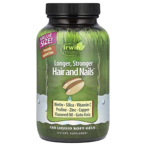 Irwin Naturals, Healthy Skin &amp; Hair Plus Nails, 120 мягких желатиновых капсул с жидкостью
