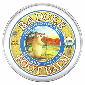 Badger, Бальзам для ног с экстрактами перечной мяты и чайного дерева, .75 унций (21 г)