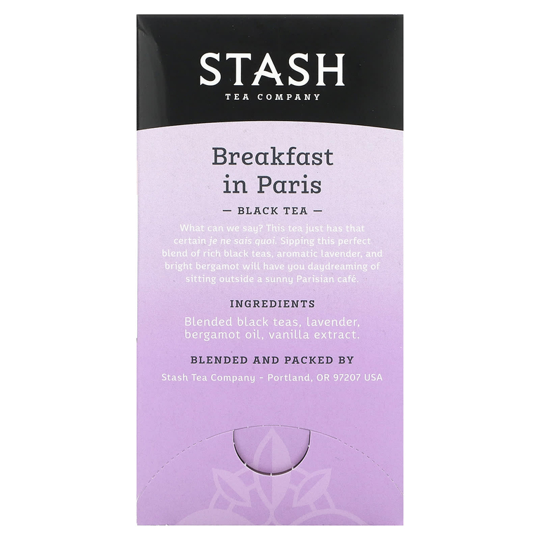 Stash Tea, черный чай, «Завтрак в Париже», 18 чайных пакетиков, 36 г (1,2 унции)