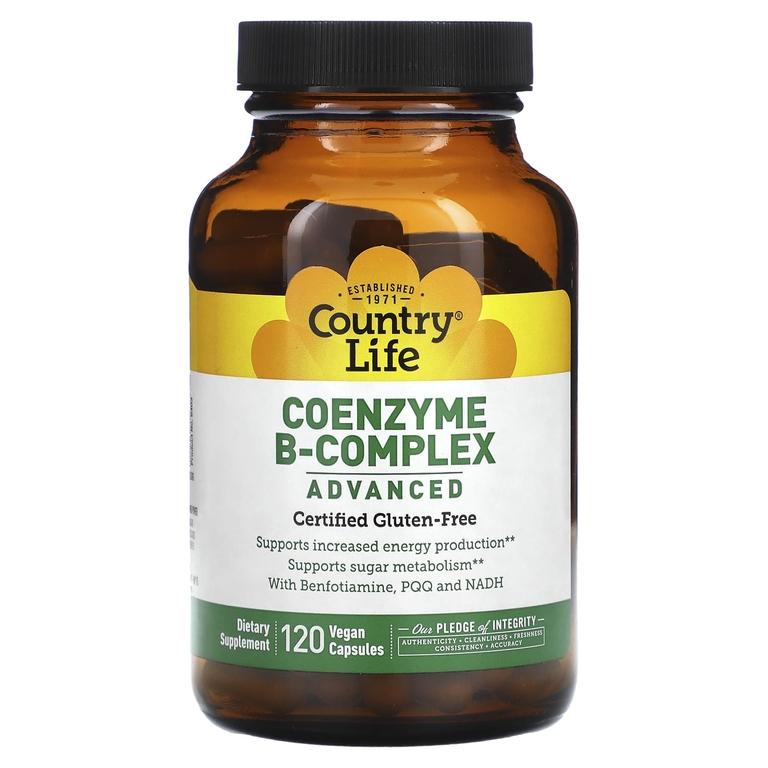 Country Life, комплекс коэнзимов группы B, улучшенная формула, 120 веганских капсул