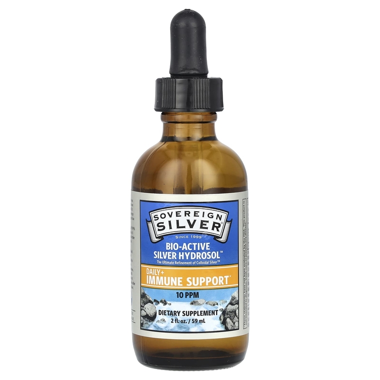 Sovereign Silver, Bio-Active Silver Hydrosol с капельным дозатором, ежедневная и иммунная поддержка, 10 ч/млн, 59 мл (2 жидких унции)