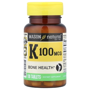 Mason Natural, витамин К, 100 мкг, 100 таблеток