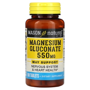 Mason Natural, глюконат магния, 550 мг, 100 таблеток