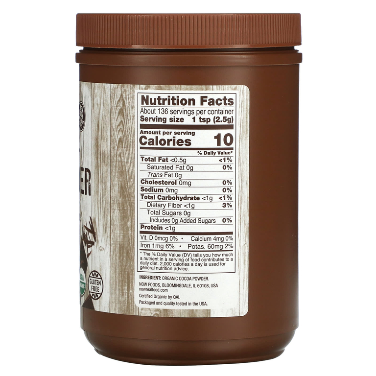 NOW Foods, Real Food, Cocoa Lovers, органический какао-порошок, 340 г (12 унций)