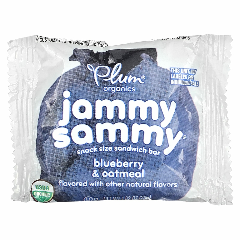 Plum Organics, Jammy Sammy, сэндвич-батончик для детей от 15 месяцев, черника и овсянка, 5 батончиков, 29 г (1,02 унции)