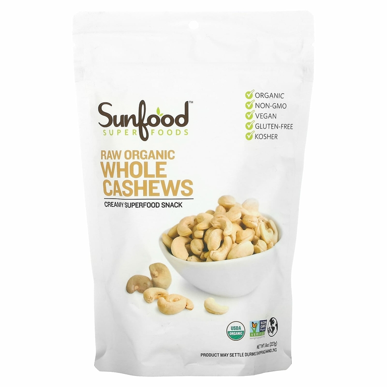 Sunfood, Нежный орех кешью, 8 унций (227 г) (Товар снят с продажи) 