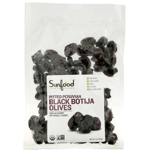 Sunfood, Botija, черные перуанские оливки без косточек, 227 г (8 унций)