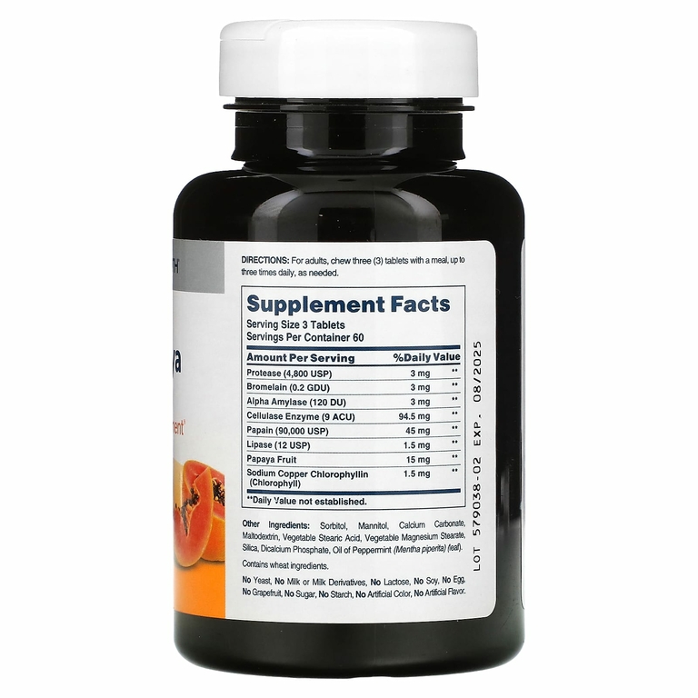 American Health, Super Papaya Enzyme Plus, жевательные таблетки с ферментами, папайя, 180 шт.