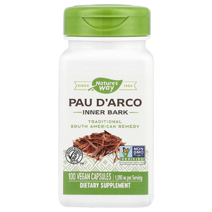Nature's Way, Внутренняя кора Pau D'Arco, 1090 мг, 100 веганских капсул (545 мг в каждой капсуле)